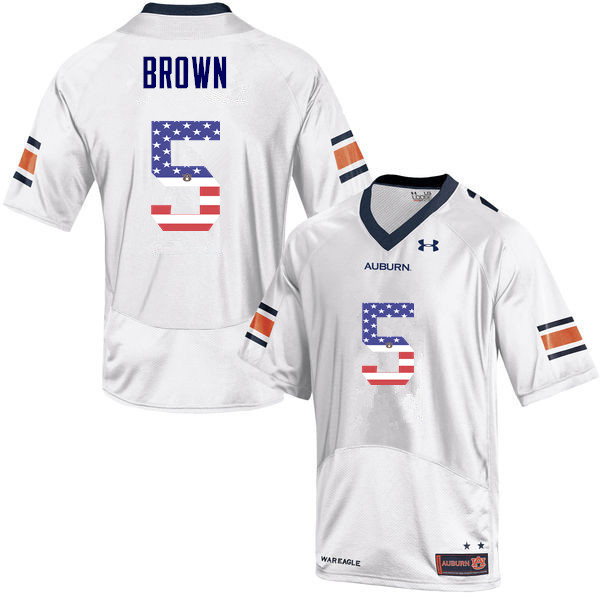 Men's Auburn Tigers #5 Derrick Brown USA Flag Fashion White College Stitched Football Jersey